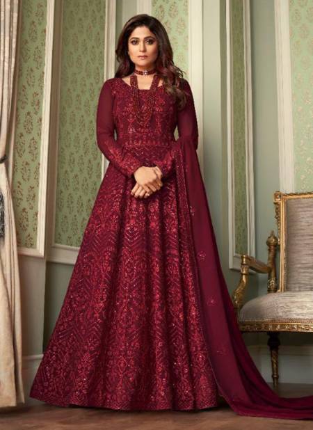 Pink Colour AASHIRWAD AVNI Heavy Real Georgette Festive Wear Designer Gown Collection 8388
